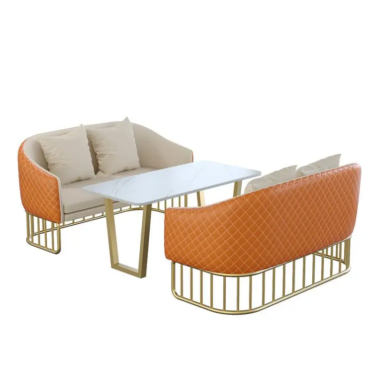 Nordic leather love seat 2 seater sofa bed quality sofa booth table chair set