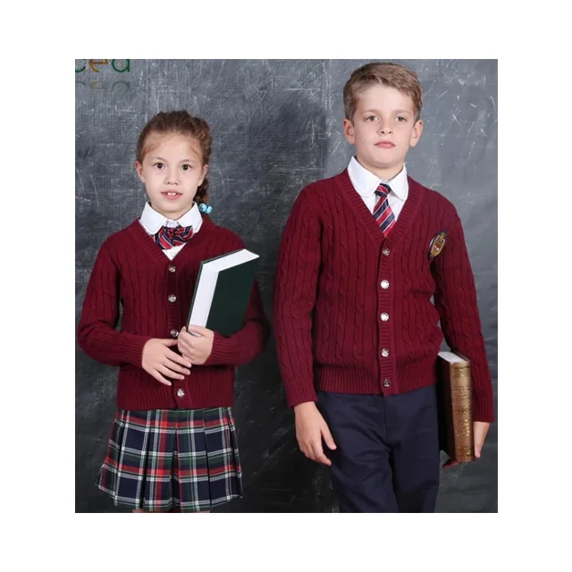 Fancy Blazer style wool/ cotton primary kindergarten school kids uniforms Customized Logo embroidery