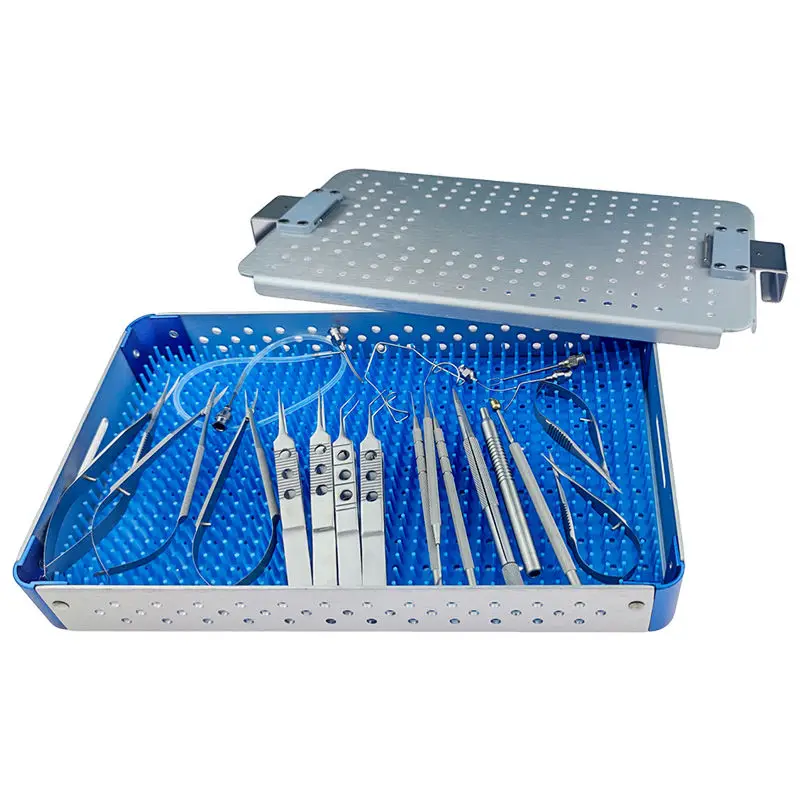 stainless steel 21 pcs instruments cataract surgery set cataracte kit with sterilization box