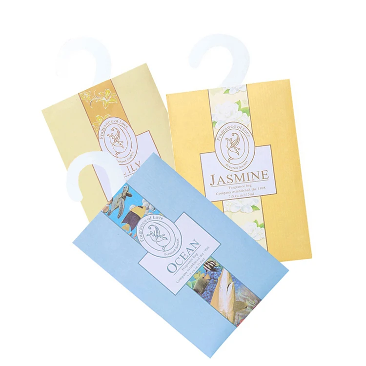 Wholesale Non-toxic Closet Hanging Perfume Sachet Long Lasting Cheap Price Scented Wardrobe Hook Sachets