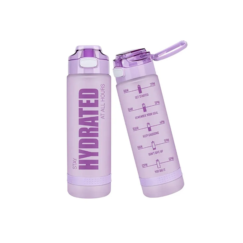 32oz Motivational Water Bottle Plastic with Time Marker & Removable Leakproof BPA Free Wide Mouth,Ensure You Drink Enough Water