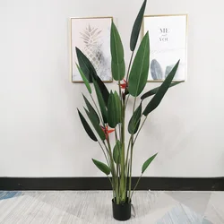 Evergreen Tree Plant Simulation Paradise Bird False Tree Potted Plant Green Indoor Artificial Buxus Topiary Plant Tree Plastic