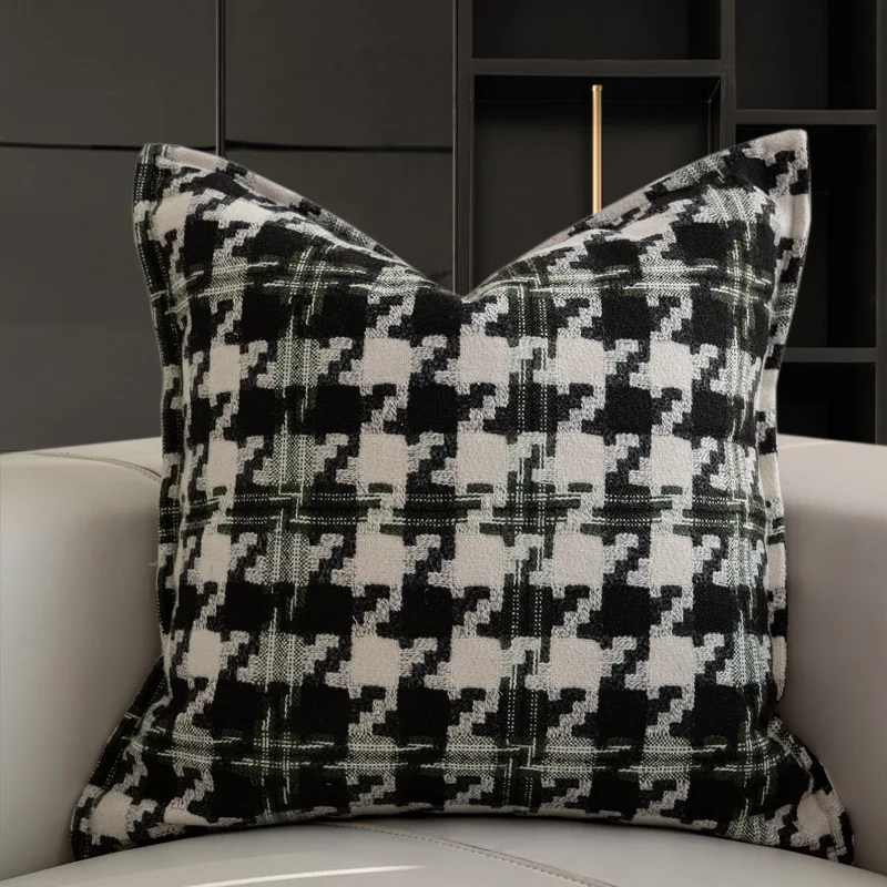 Knitting Wool Retro Farmhouse Buffalo Tartan Chequer Throw Pillow Case, Stripe Plaid Cotton Linen Decorative Cushion Cover/