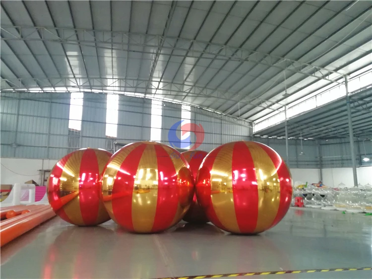 highly reflective supersized hot sale PVC inflatable metallic sealed gold/silver mirror ball sphere for X mas decoration