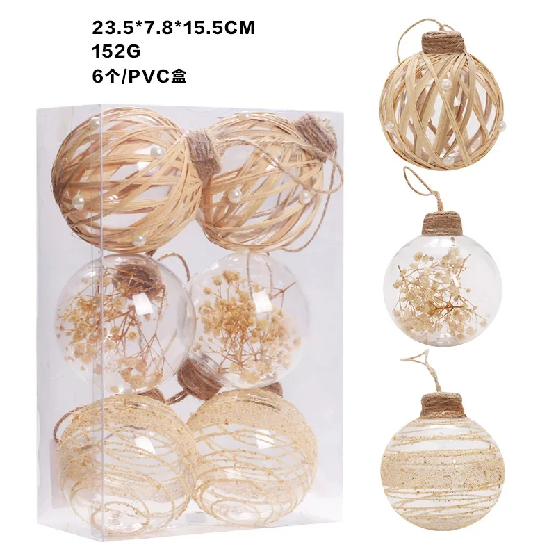 6pcs/Set Christmas Ball Ornaments Plastic X-mas Tree Decoration Adornos Navidad 2024 Festive Party Supplies Polystyrene Baubles