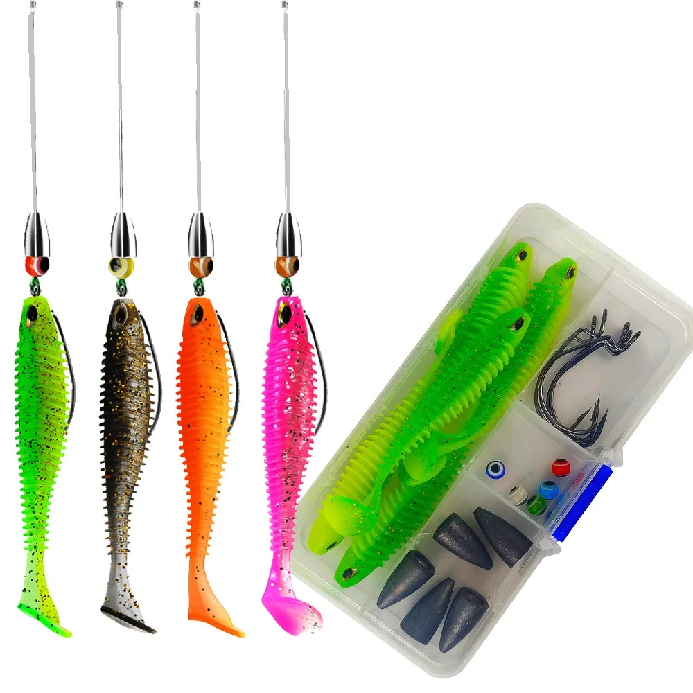 Willfishing  Perch Soft Fishing Lure Kit Soft plastic fishing lure Paddle Tail Swim Baits TEXAS RIG Kit For Bass