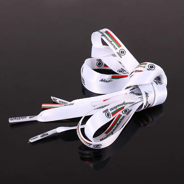 Custom Logo black white sublimation print shoe laces strap