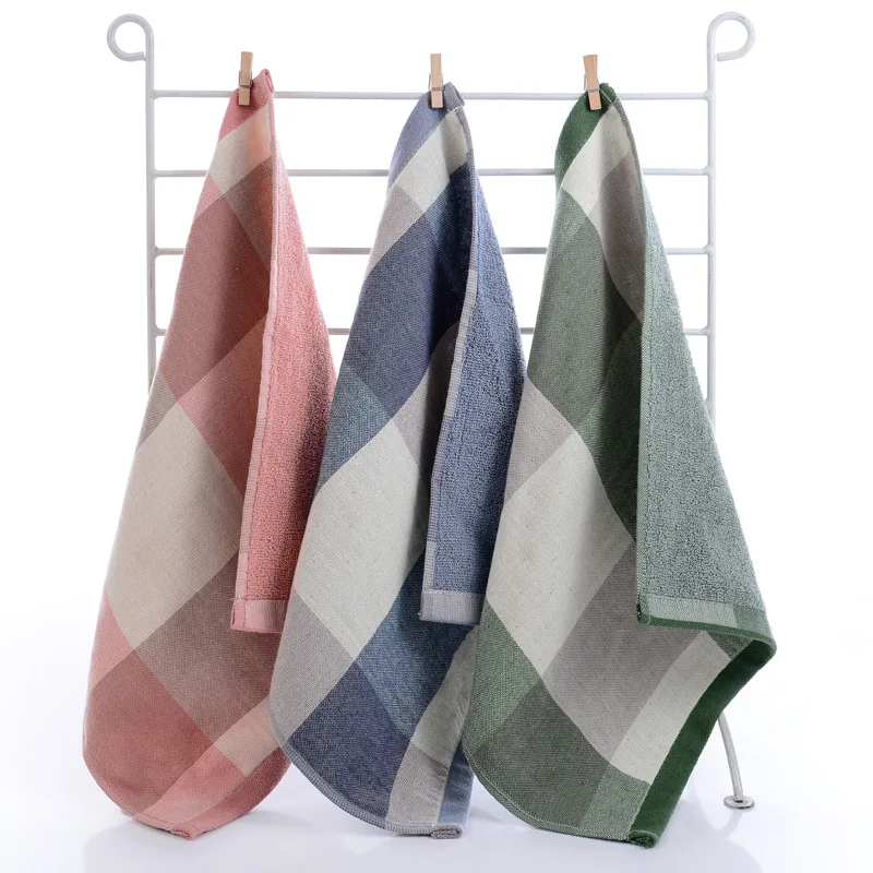 New arrival One side terry towel one side gauze towel plaid hair towel  absorbent