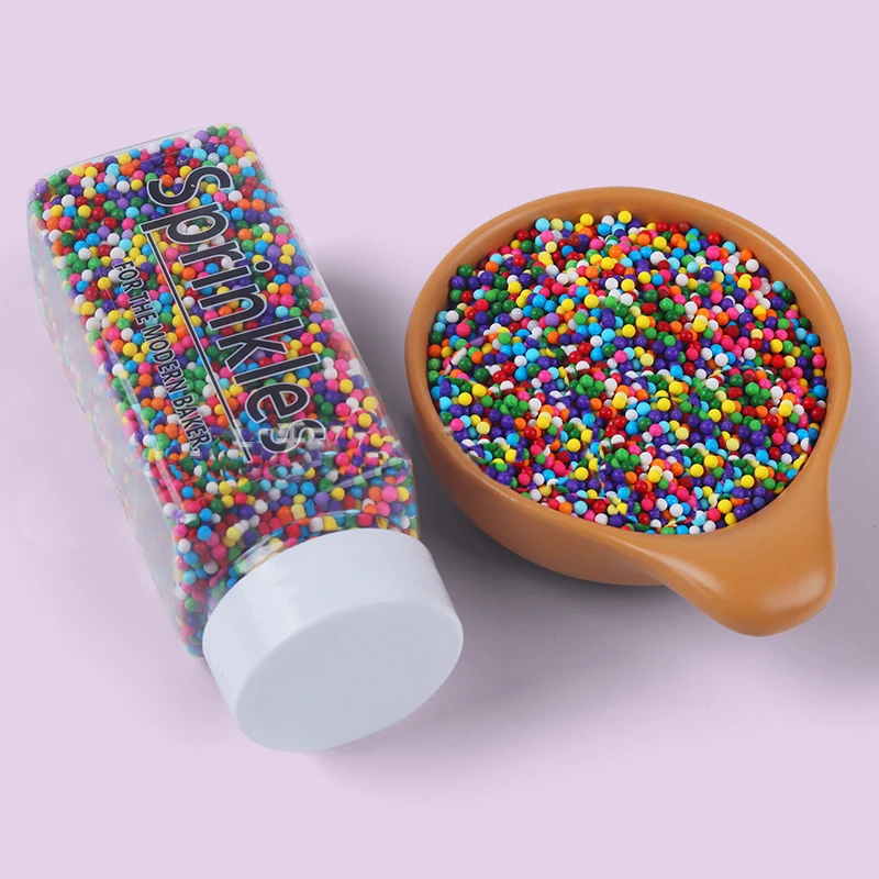 Хлебобулочные украшения для торта и мороженого, 2 мм, сладкие полировальные мини-сахарные съедобные радужные брызги