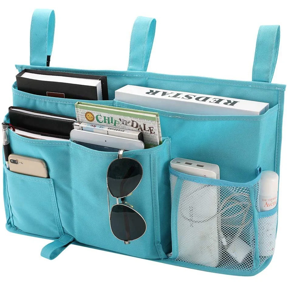 
8 Pockets Caddy Hanging Organizer Bedside Storage Bag for Bunk and Hospital Beds, Dorm Rooms Bed Rails 