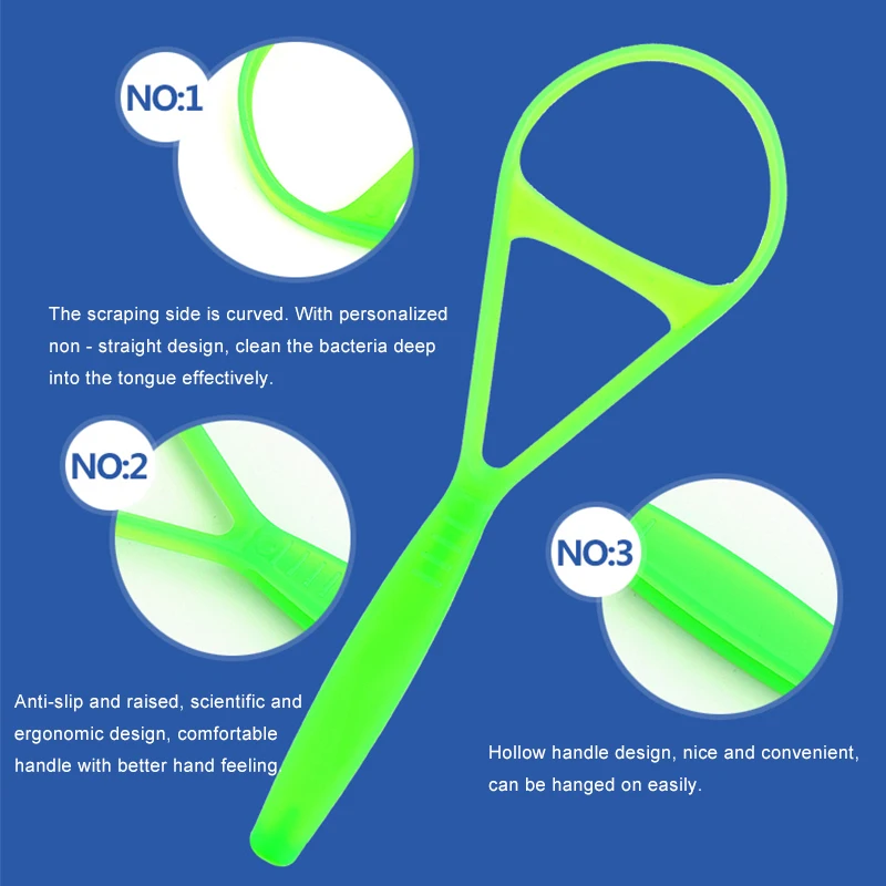 Free Sample Plastic Tongue Scraper Tongue Cleaning Oral Care Daily Clean