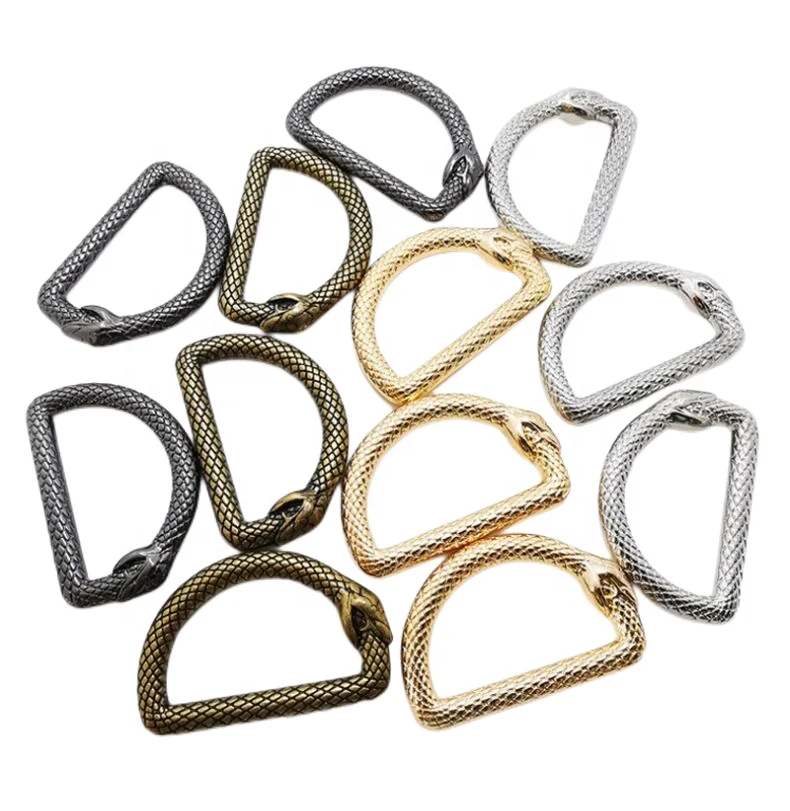 Custom metal d-ring slider removable adjustable strap hook lock buckle closure fasten hardware for bag belt pet dog strap