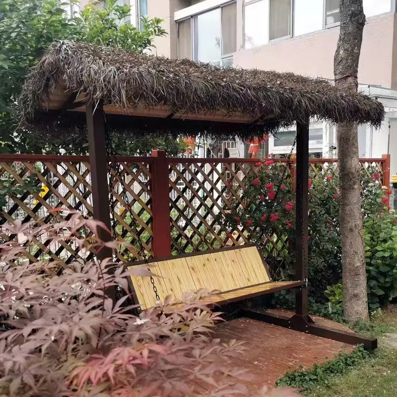 Custom Waterproof Simulated Synthetic Thatched Palm Leaf Thatch Beach Umbrella