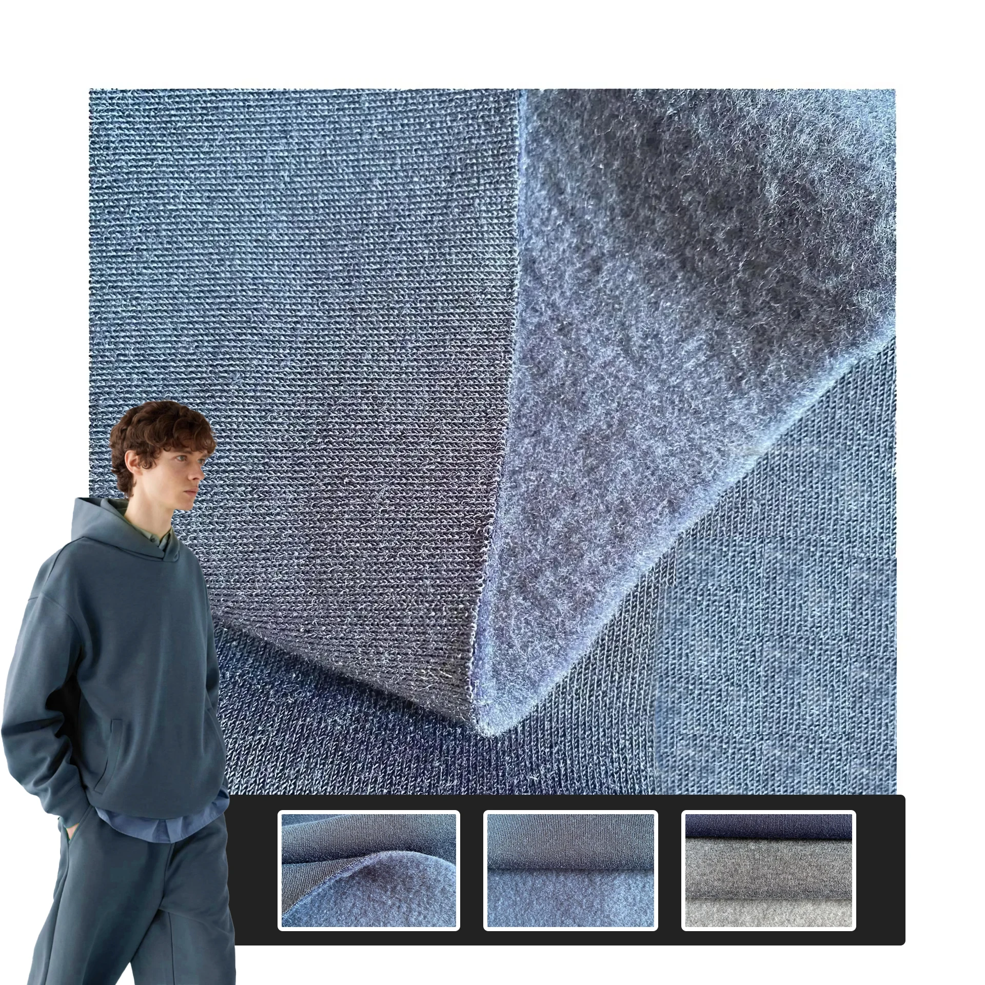 Heavy Weight design Knitted Polyester/cotton Fabric Single Side Brushed TC Fleece French Terry Hoodie Fabric For Sportswear