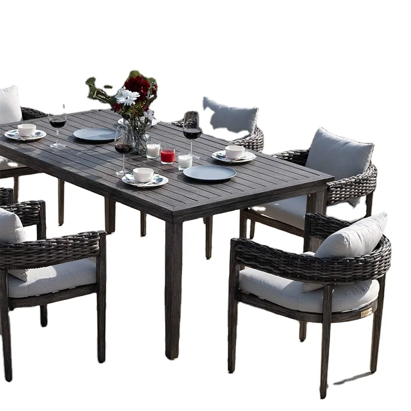 Factory direct sale outdoor dining set furniture 6 seaters dinning set modern