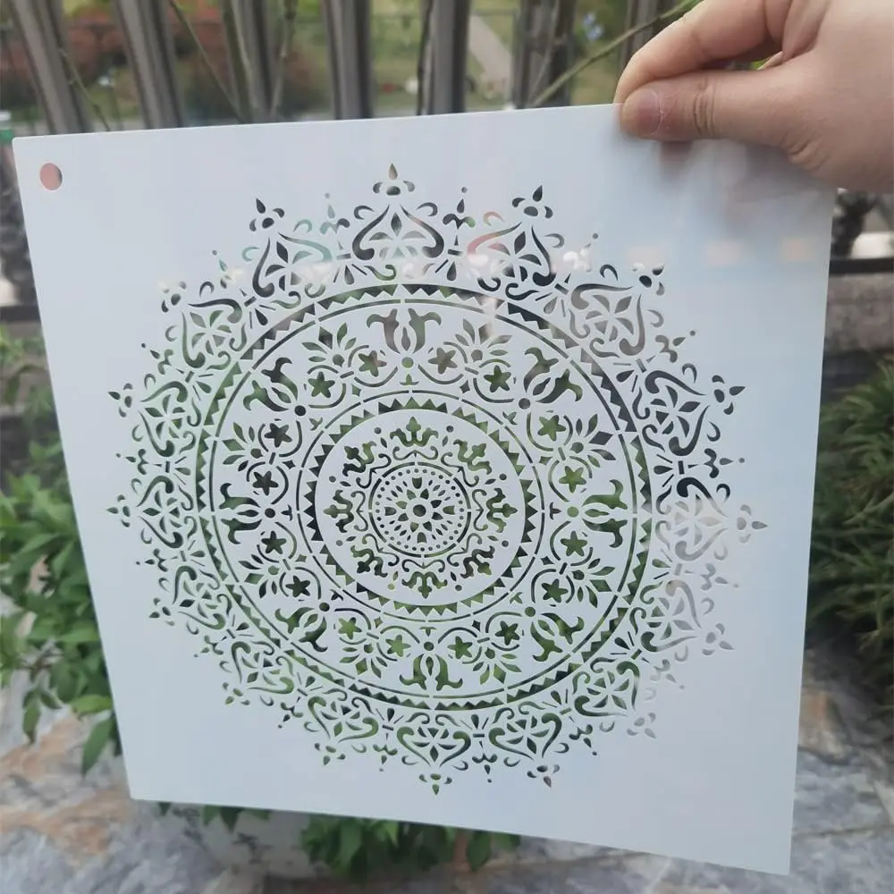 10 mil Reusable Plastic Large Size Mandala Stencil Flower Stencil for Furniture Crafts Wood Wall Art Painting