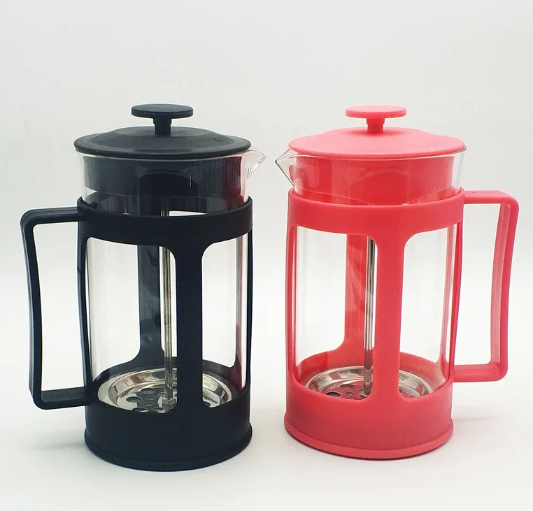 Wholesale Stainless Steel Plunger Glass Tea Pot Espresso Coffee Plunger Plastic French Press