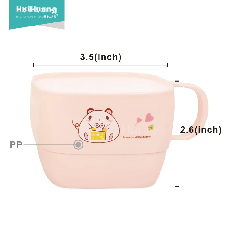 
High quality stackable cute square drinking bulk plastic coffee mugs with handle 