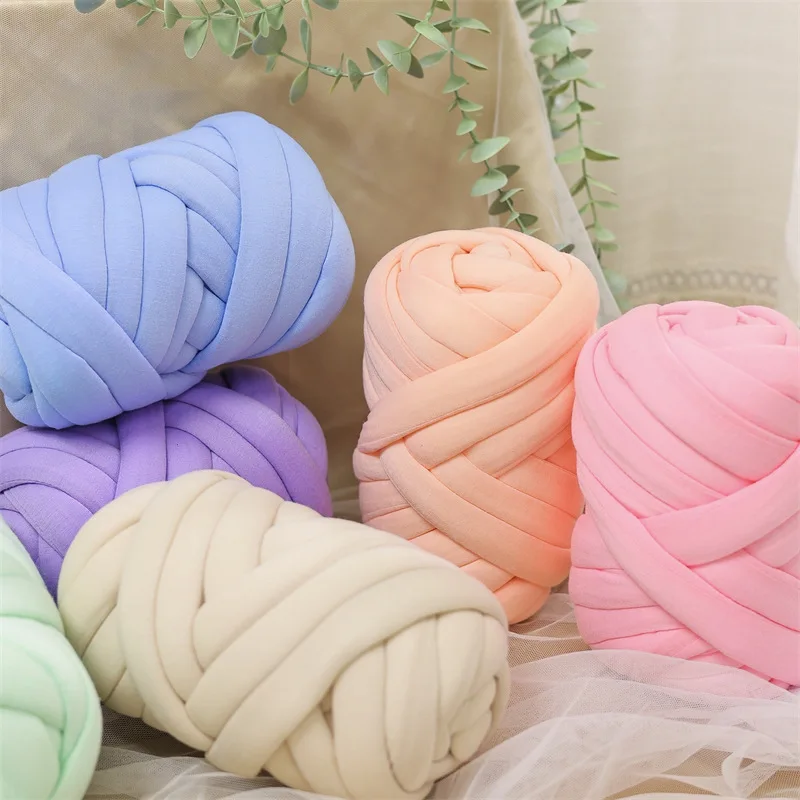 Factory wholesale soft chunky arm jumbo cotton tube yarn giant blanket hand knitting Filled Braid yarn