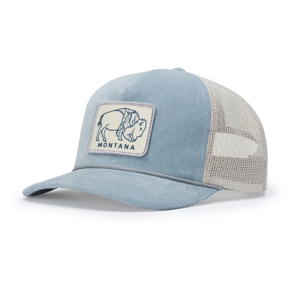 custom sports vintage hip hop high quality neutro corduroy patch sky blue 2 tone mesh trucker hat five panel in stock