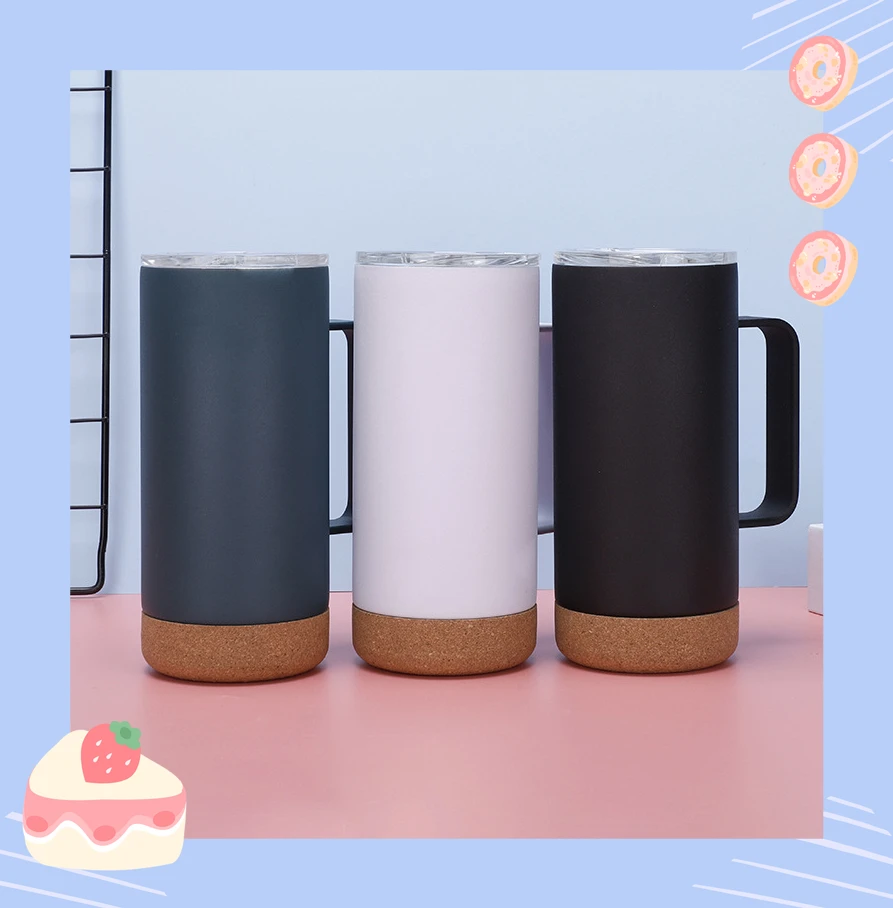 Rubber Wood Soft Bottom Hot Sale Mug 304 Stainless Steel Insulation Cup American Style Office Cup Coffee Cup With Handle