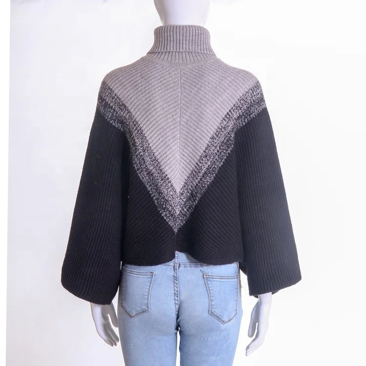 Factory price two-color gradient casual high neck cloak