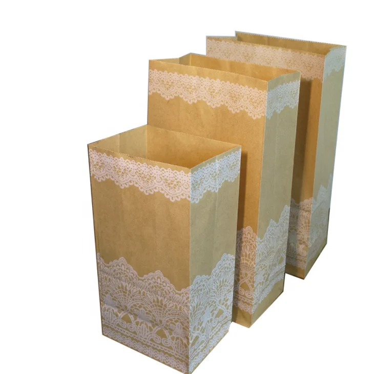Okay Wholesale Polka Dot Wave Square bottom Party Paper Bags,Kraft Paper Goodie Treat Bags for gift packing