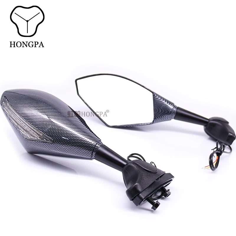 Motorcycle Mirrors With turn signals for KAWASAKI NINJA 6R 9R 650R 250R 636 YAMAHA YZF R1 R6 R6S / SUZUKI GSXR 600K 5 750 1000