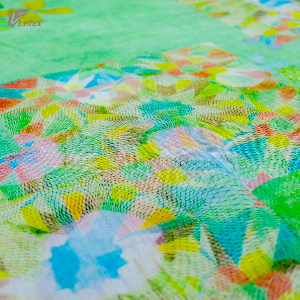 Hot sale 100% ramie fabric pretty design custom woven technology printed fabric for dress