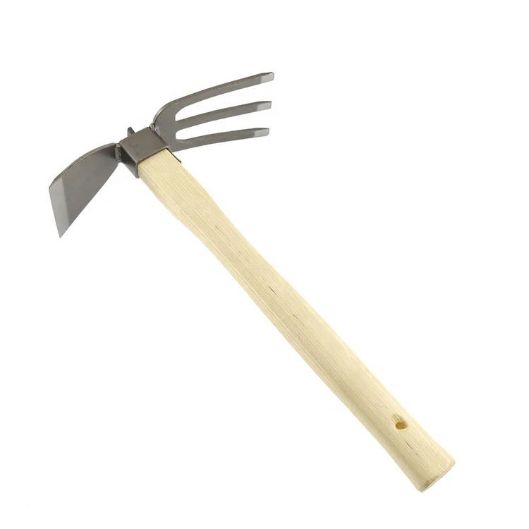 Carbon Steel farm tools Home hoe garden tools Hand Tiller Tools Double head Hoe with wood handle