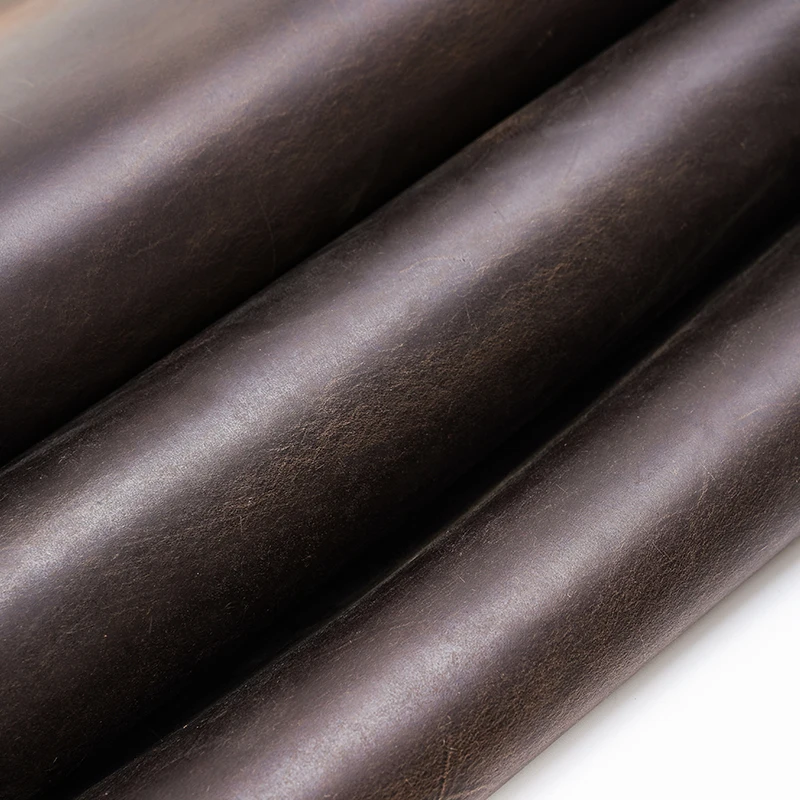 Factory OEM ODM Custom Supplier Cow Hide Cattle Real Leather Full Grain Cowhide Brown Crazy Horse Leather Supplier