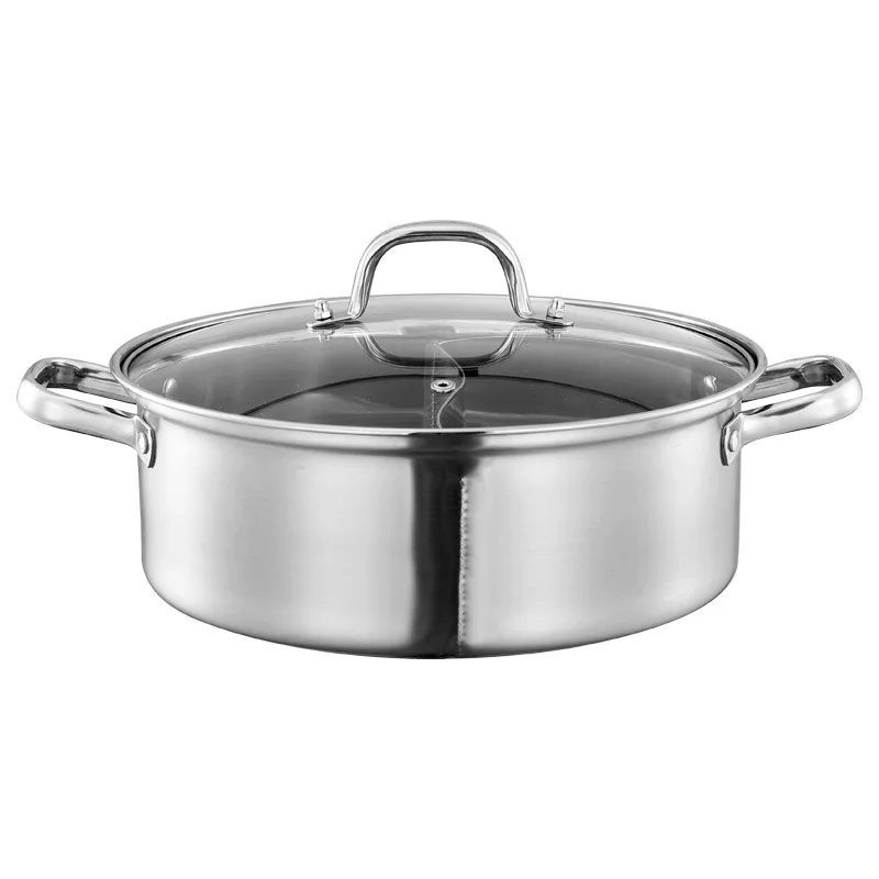 Hot Selling 304 Stainless Steel Large Capacity Double-Flavor Hot Pot Multi Size Household Pot
