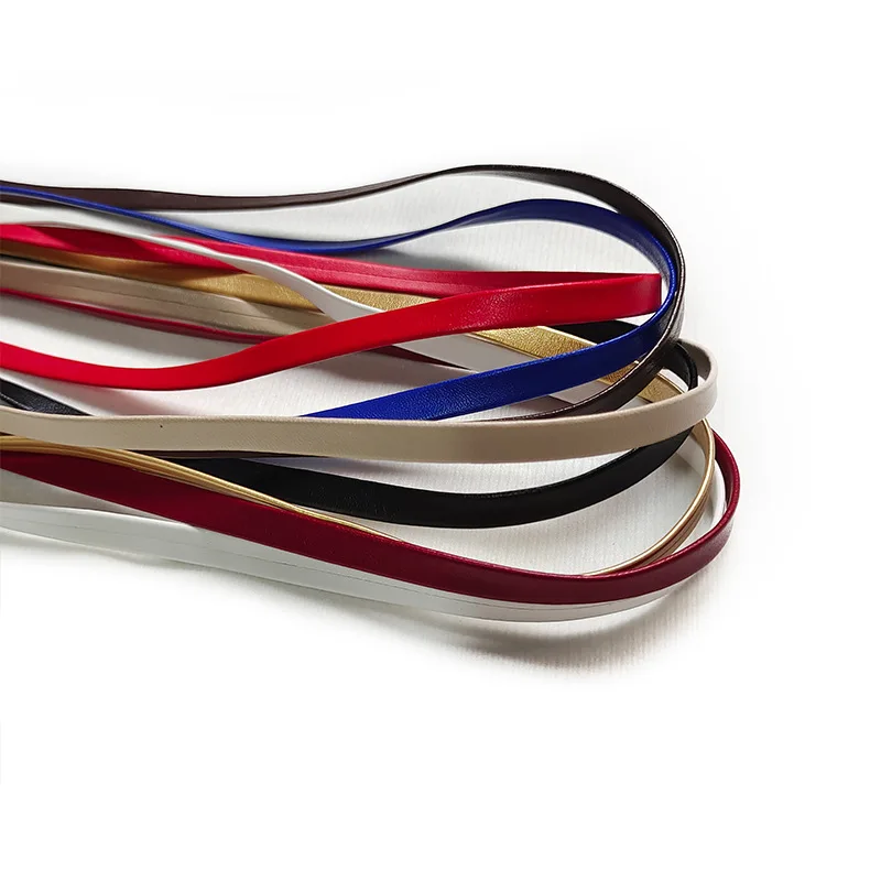 Leather flat 7 mm width 80-160cm pu leather shoe laces 8 colors flat fashion shoelaces for sneakers