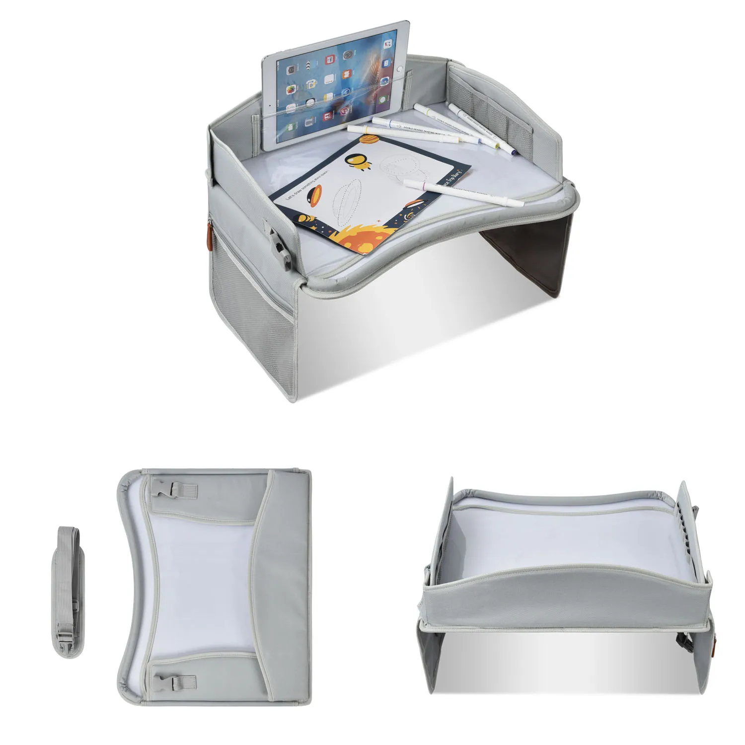 Custom Logo Popular Toddler Car Organizer Seat Eating Snack And Play Tray Children Writing Table Dry Erase Kids Travel Tray