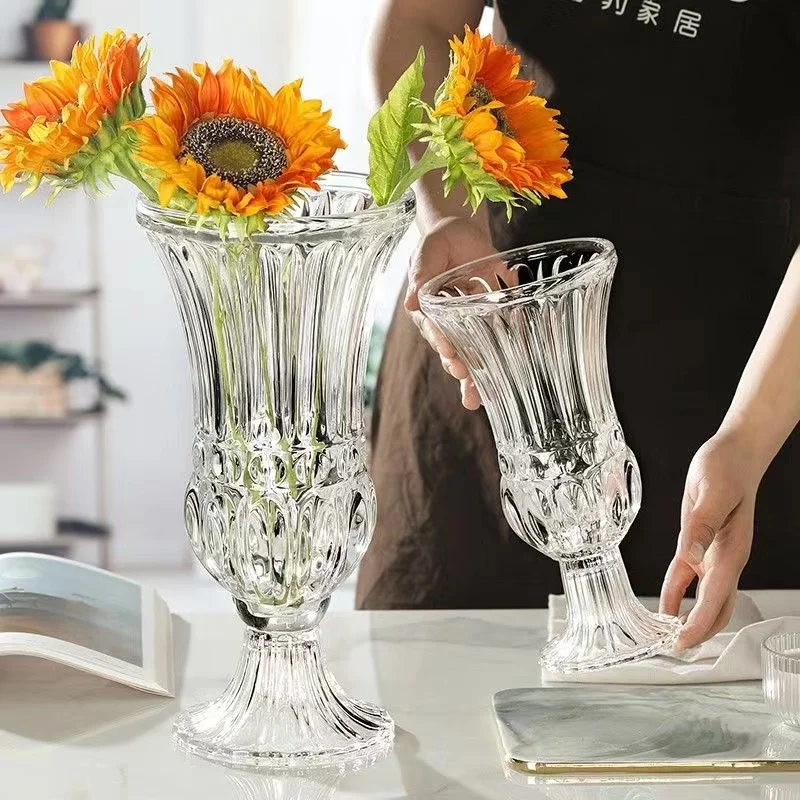 wholesale new  tall cone clear glass vase custom tall glass vases for wedding centerpieces