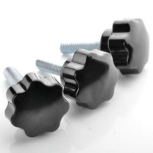 Standard Parts Black M10  40mm Male Thread  50mm Dia Bakelite star  Knobs Handle