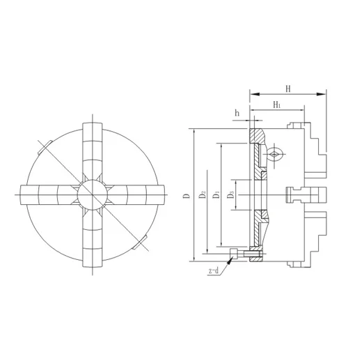 DEM K12-200 4-jaw self-centering lathe chucks welding chuck