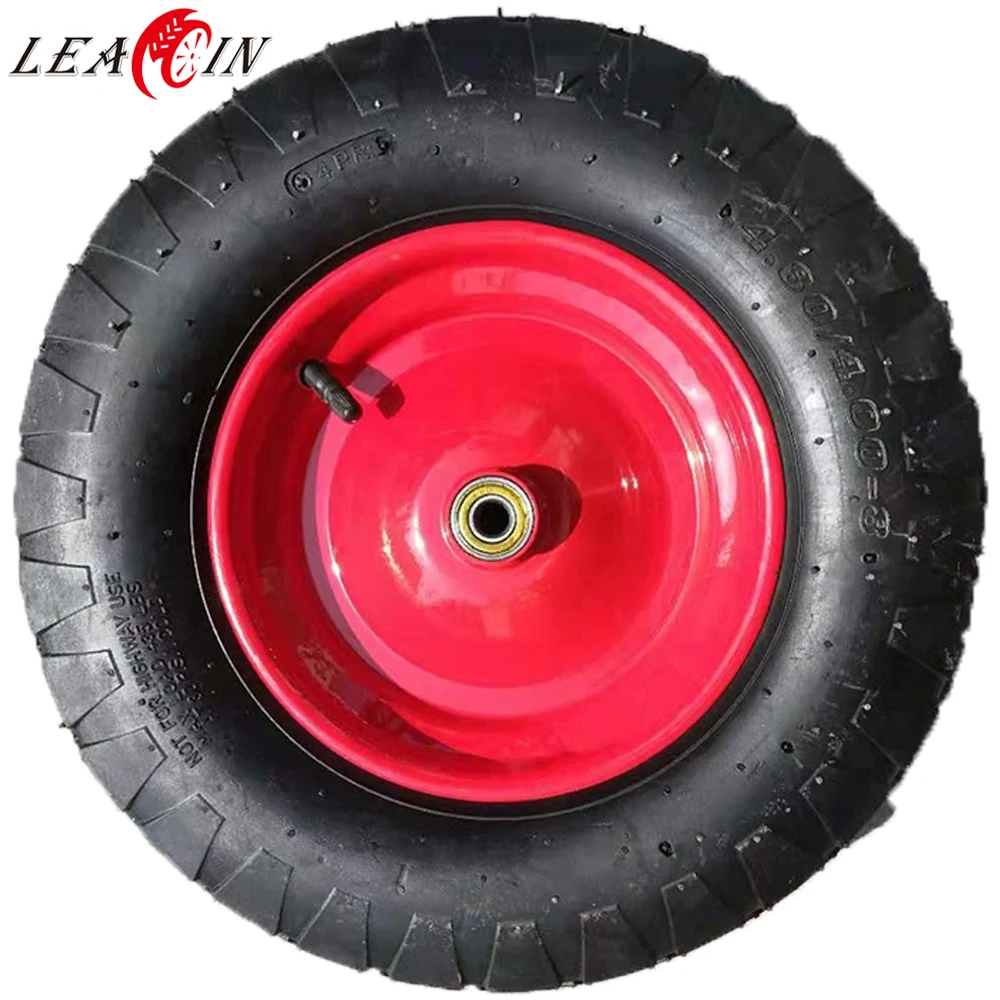 Good quality Red wheelbarrow trolley pneumatic rubber wheel 400-8 2PR for Poland Market