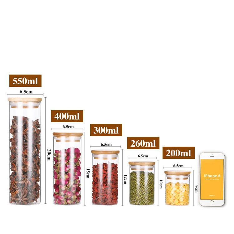 Supplier Wide Mouth Glass Storage Jars Containers Glass Kitchen Canisters With Bamboo Lid
