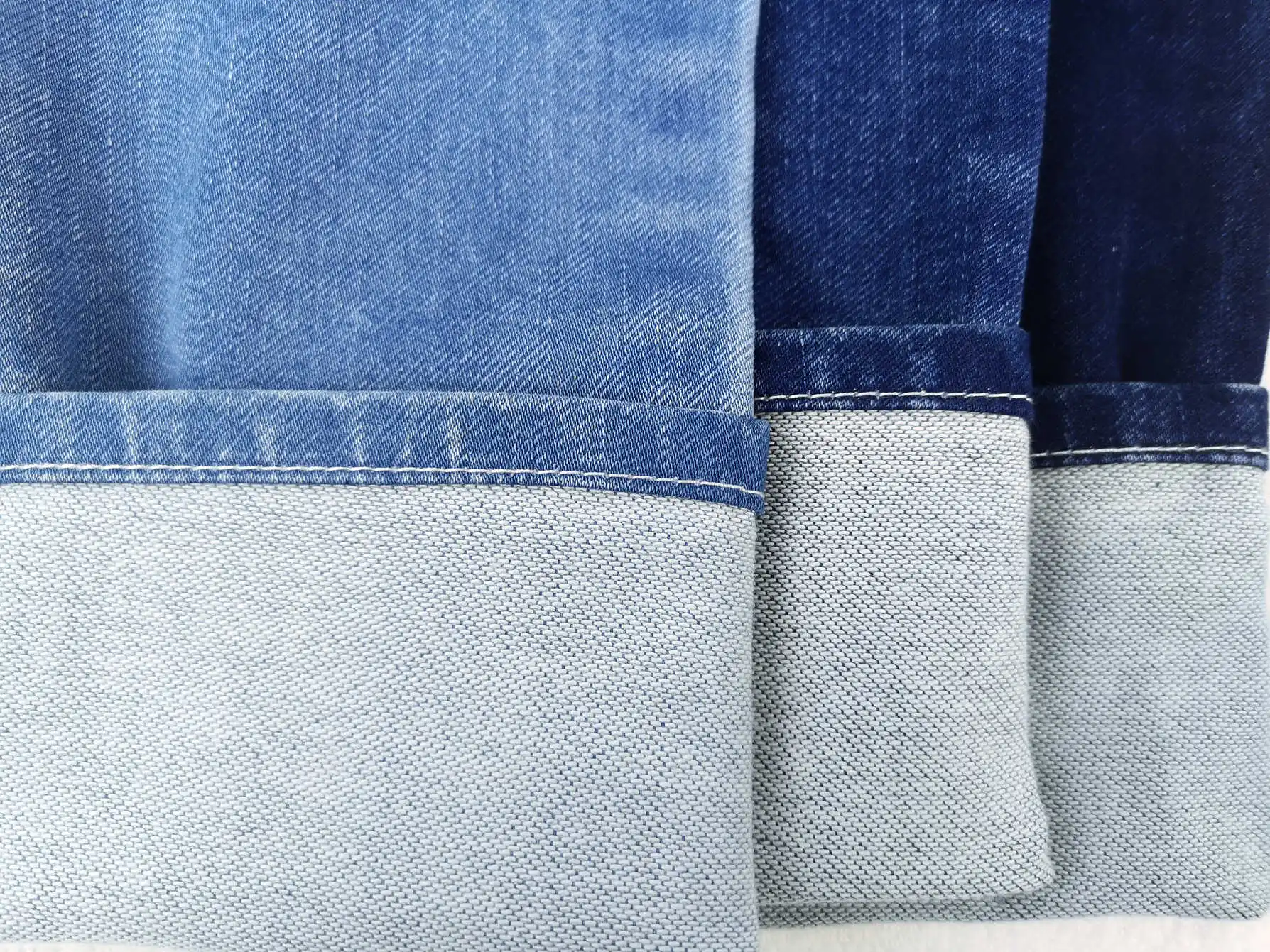 1628 Comfortable siro fake knitted slub cotton polyester viscose denim fabric