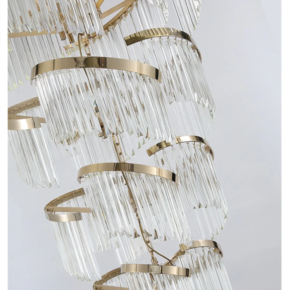 Modern art Crystal Light elegant design Villa Hotel Lobby stairwell crystal glass ceiling chandelier lights luxury crystal lamp