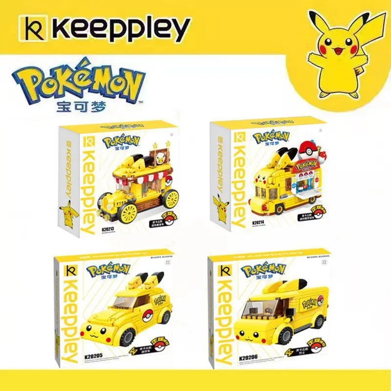 PikachuuPokemoon Car Building Blocks Bricks Sets Classic Model Toy city street view building  car for kids Children plastic toys