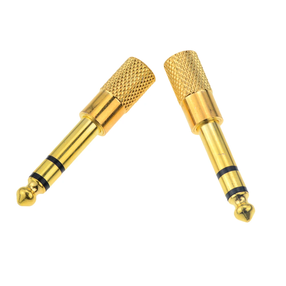 Gold 6.35 Male To 3.5 Female Stereo Adapter Plug Headphone Adapter Plug Terminals Audio Plug