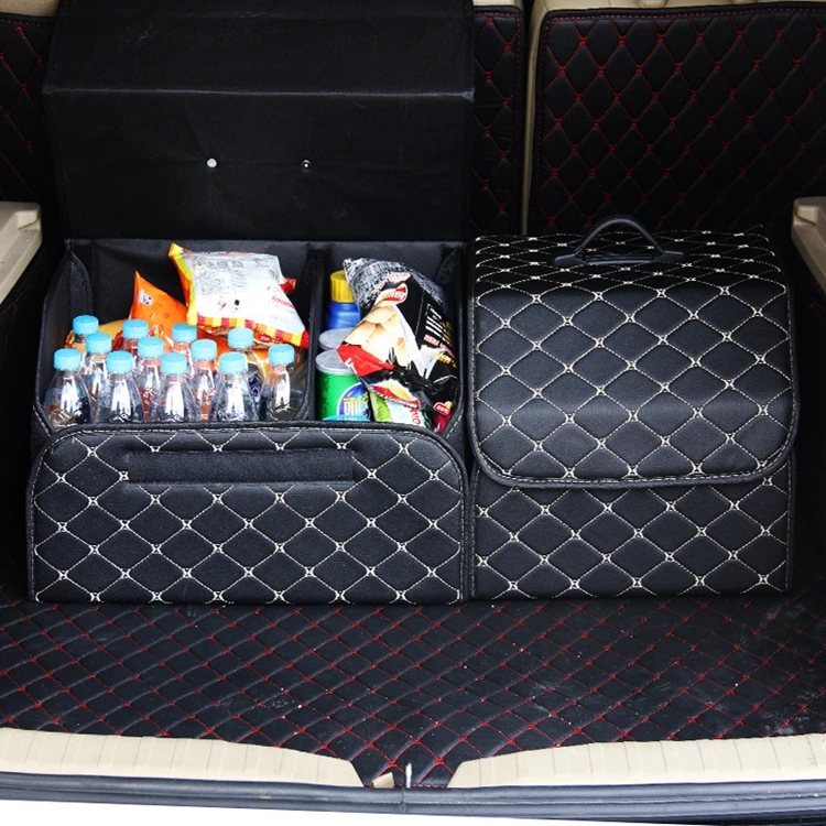 Wholesale Car Trunk Storage Box Car Multifunctional Folding Leather Car Trunk Organizer (1600241886075)