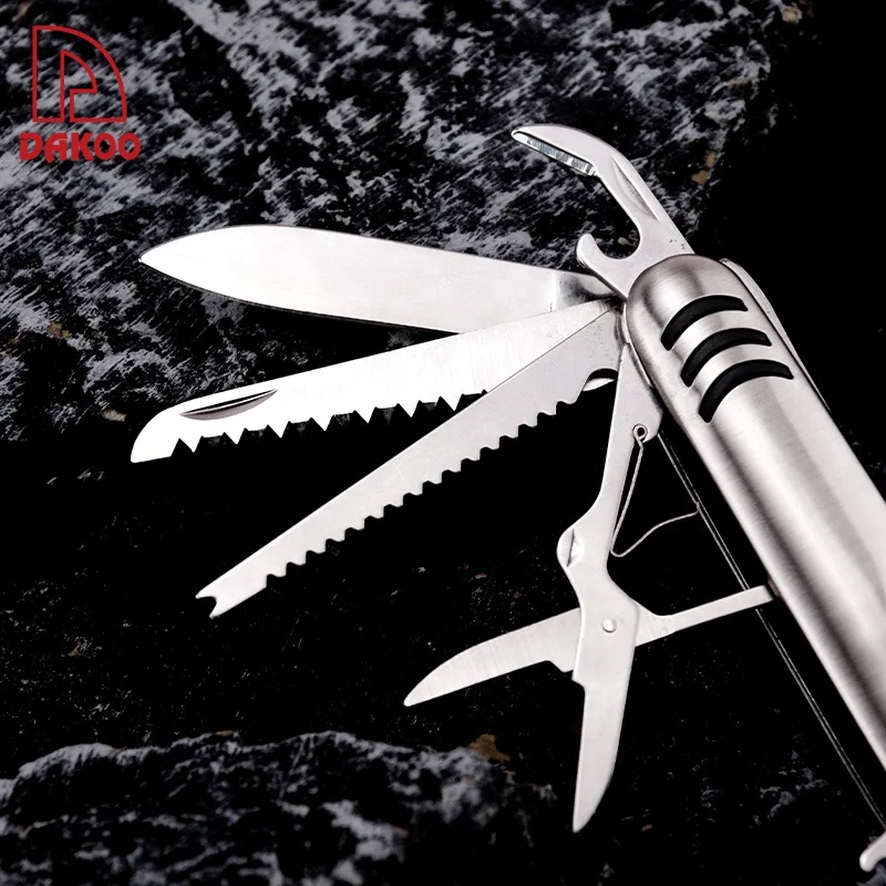 12 kinds Multi-function High Quality Stainless Steel Camping Knife Folding Pocket Knife Outdoor Tools