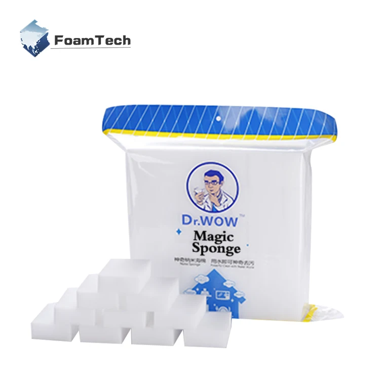 Customized Melamine Cleaning Block Nano Magic Eraser Sponge for Washing Dishes PVC Bag Custom White Sponges & Scouring Pads