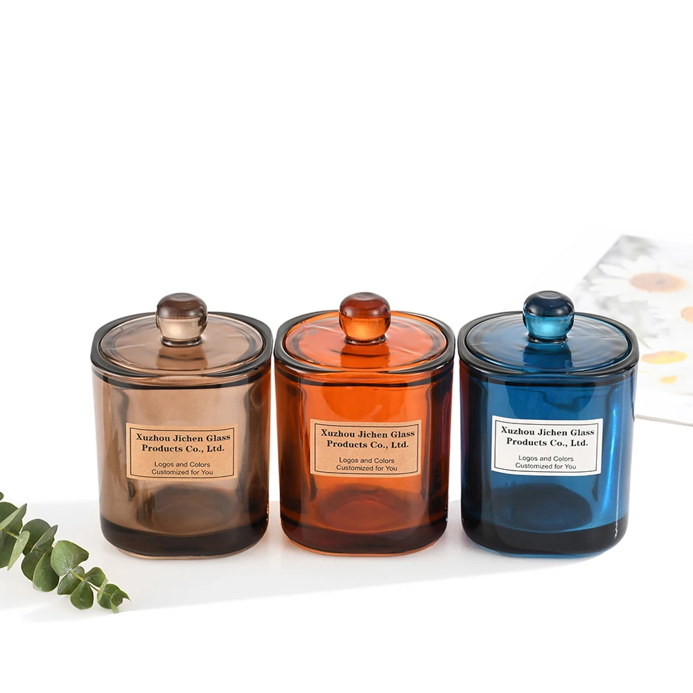 Christmas Glass Candle Containers for Making Candles with Glass Lid and Luxury Boxes Packaging