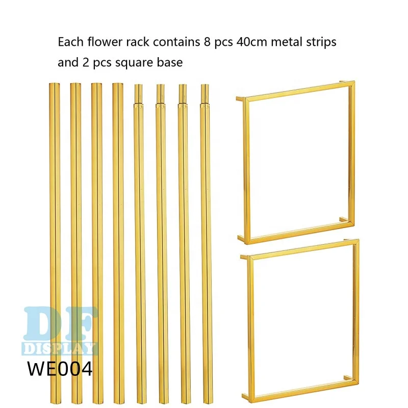 WE004 Wedding Centerpieces Gold Vases set of 2 Pcs Tall Flower Stand Metal Floor Vase Column Geometric Centerpiece Stands