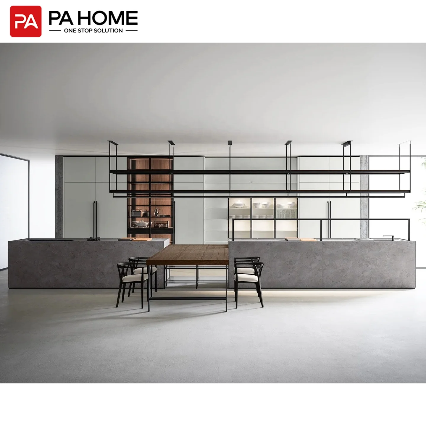 PA 2024 luxury Italian design cabinet gray quartz kitchen countertops with sink