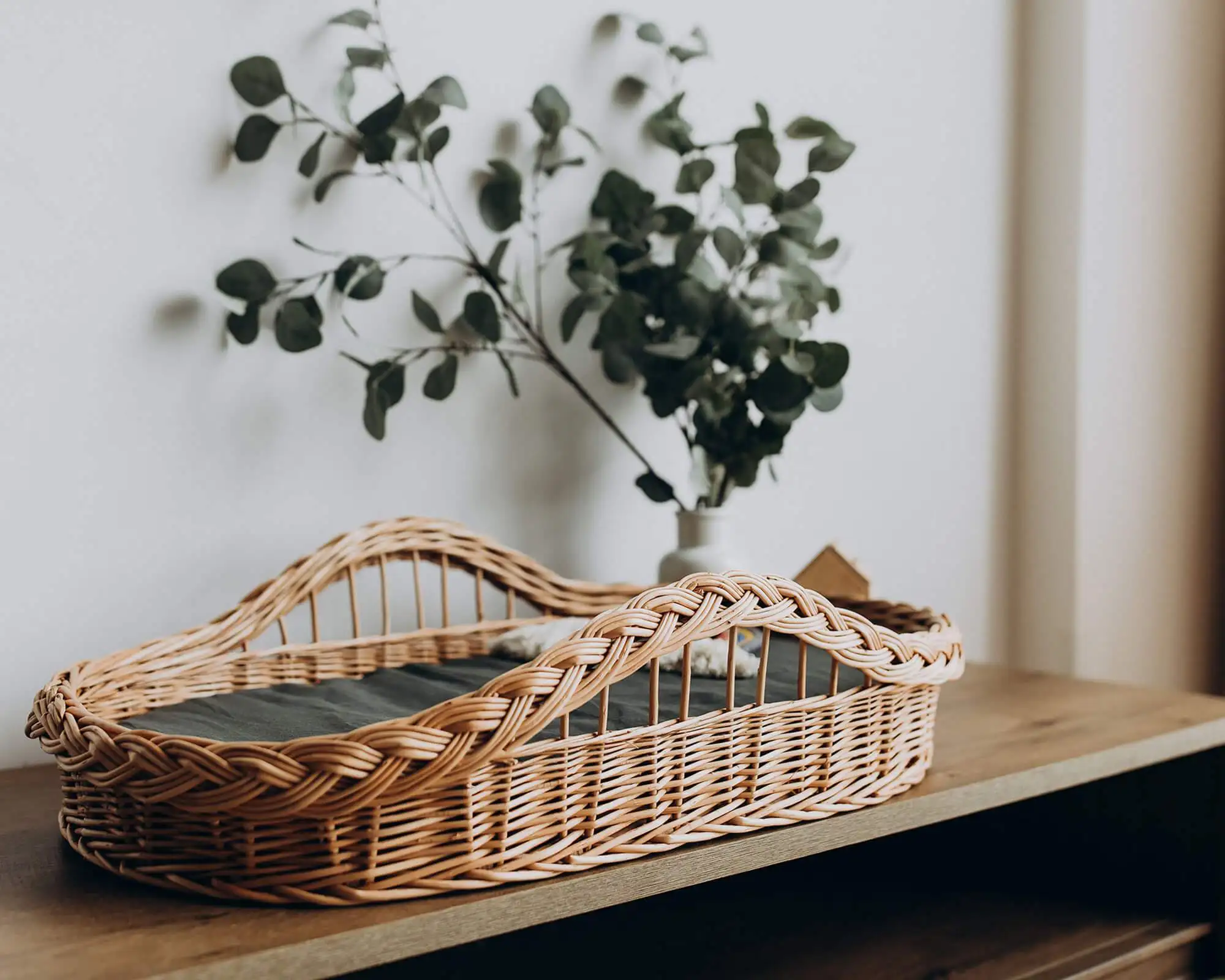Baby Changing Table Handwoven Wicker Willow Basket with Pad Diaper Factory Mom Child Newborn gift Baby Changing Moses Basket